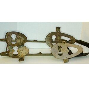 Antique Cast Steel Clamp-On Ice Skates Floral Bell  Victorian Winter Decor